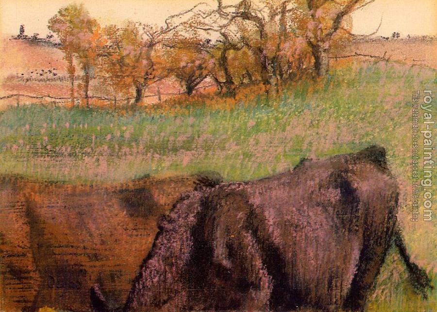 Edgar Degas : Landscape   Cows in the Foreground